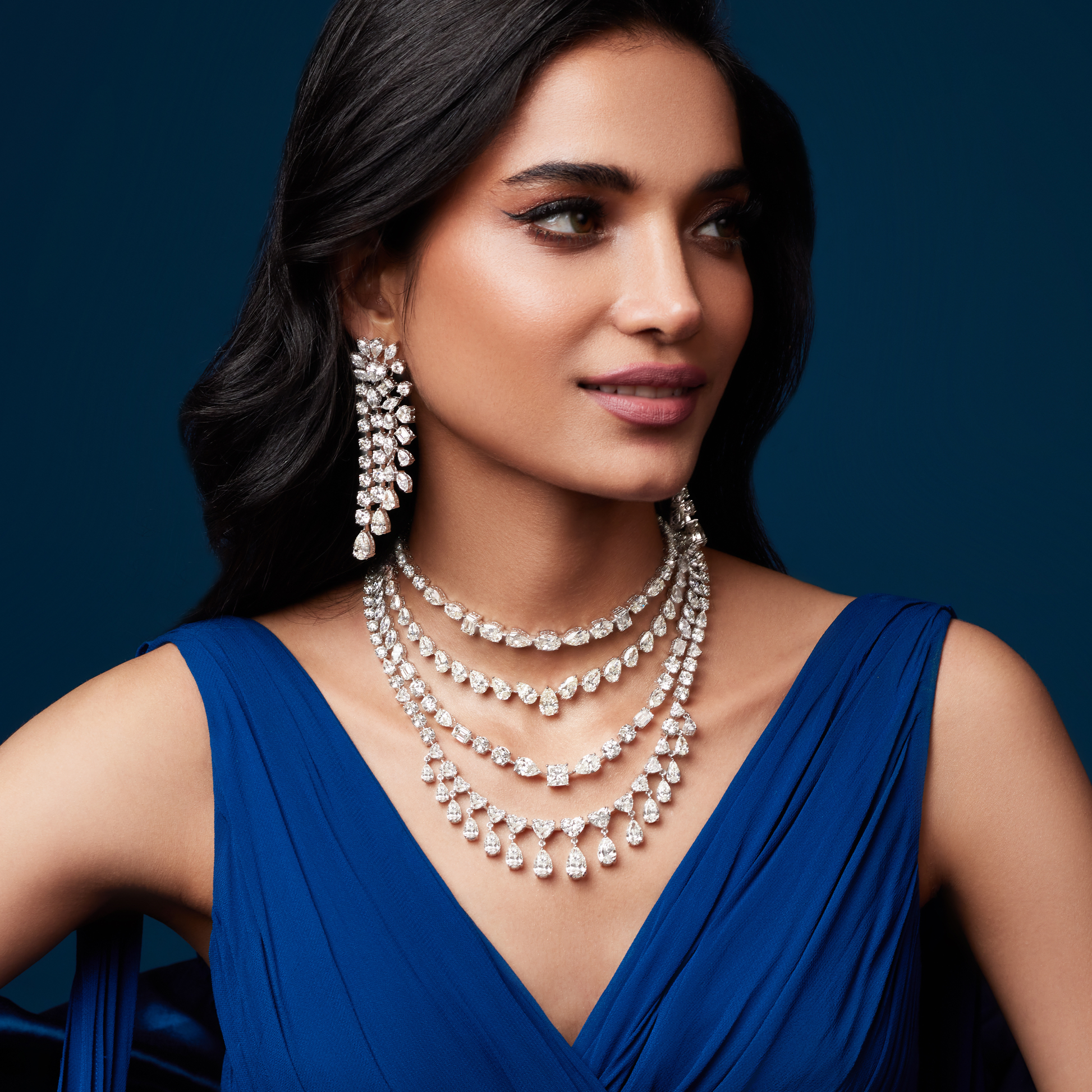 Royal Cascade Marquise Diamond Chandelier Earrings