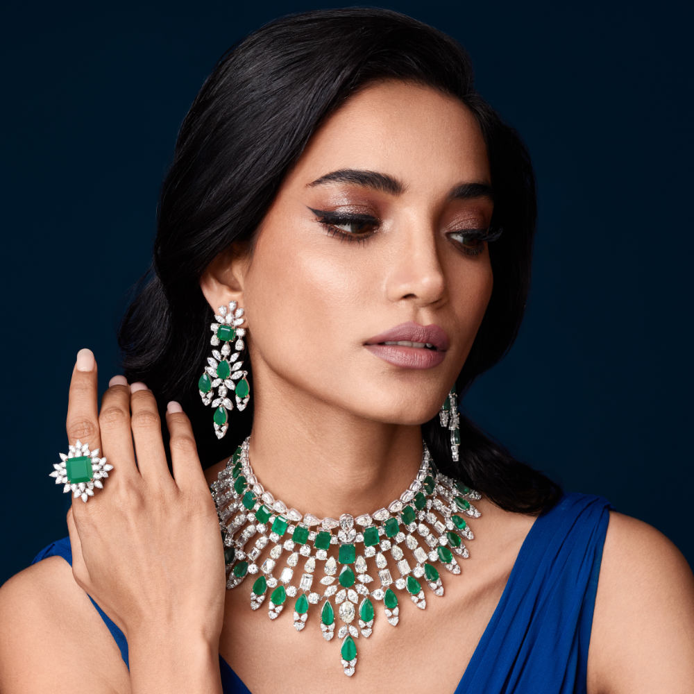 Majestic Emerald Royale Diamond Earrings