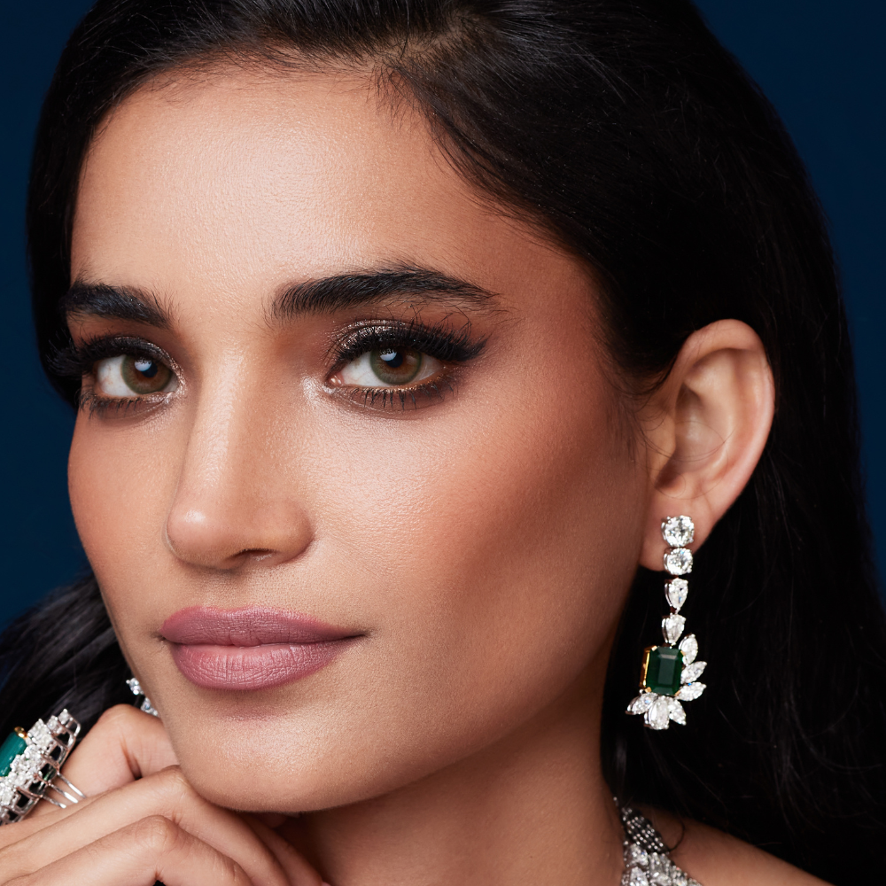 Emerald Radiance Diamond Drop Earrings