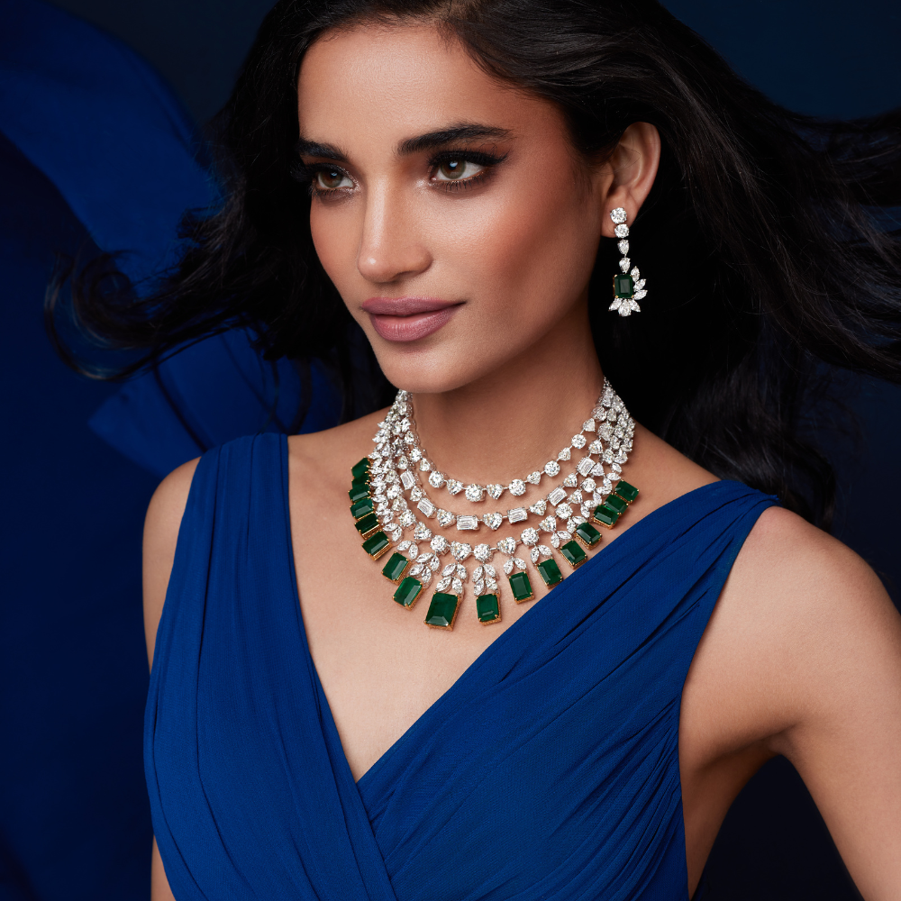 Emerald Radiance Diamond Drop Earrings