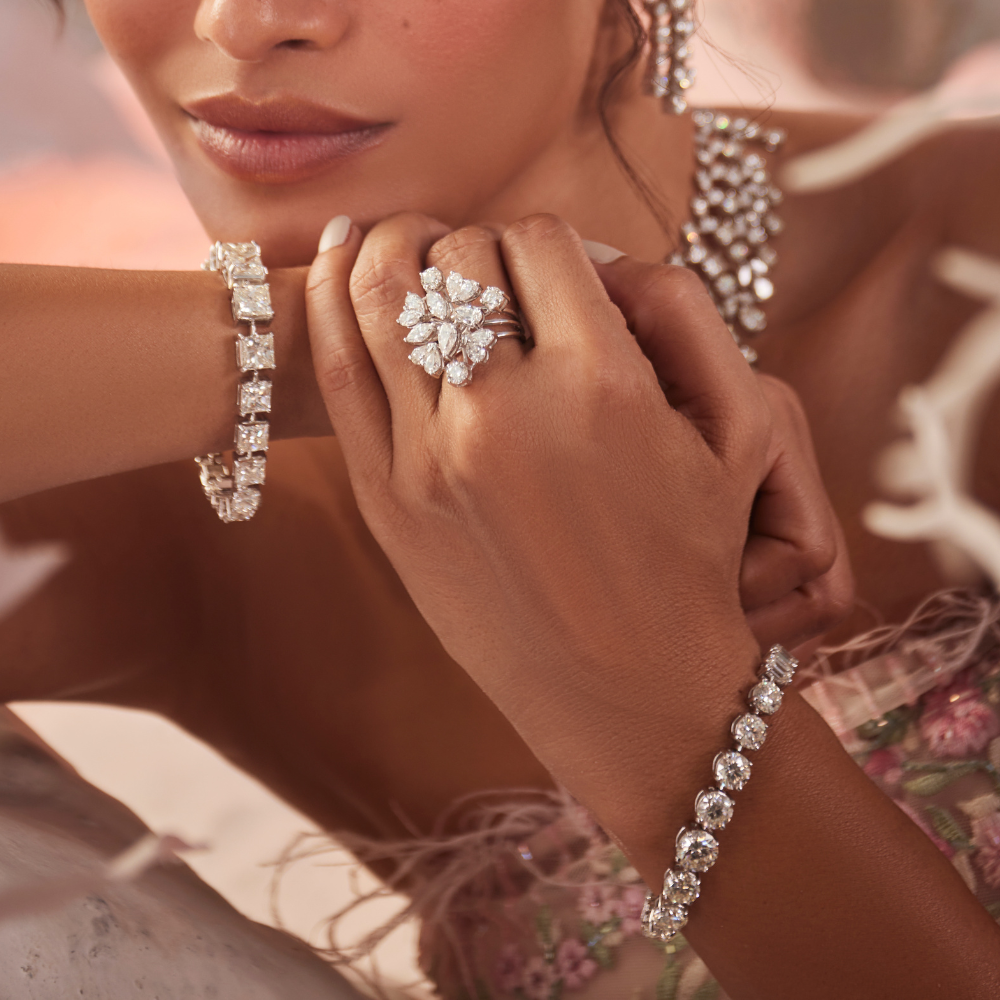 Starlight Diamond Ensemble – Necklace, Ring, Earrings & Maang Tikka Set