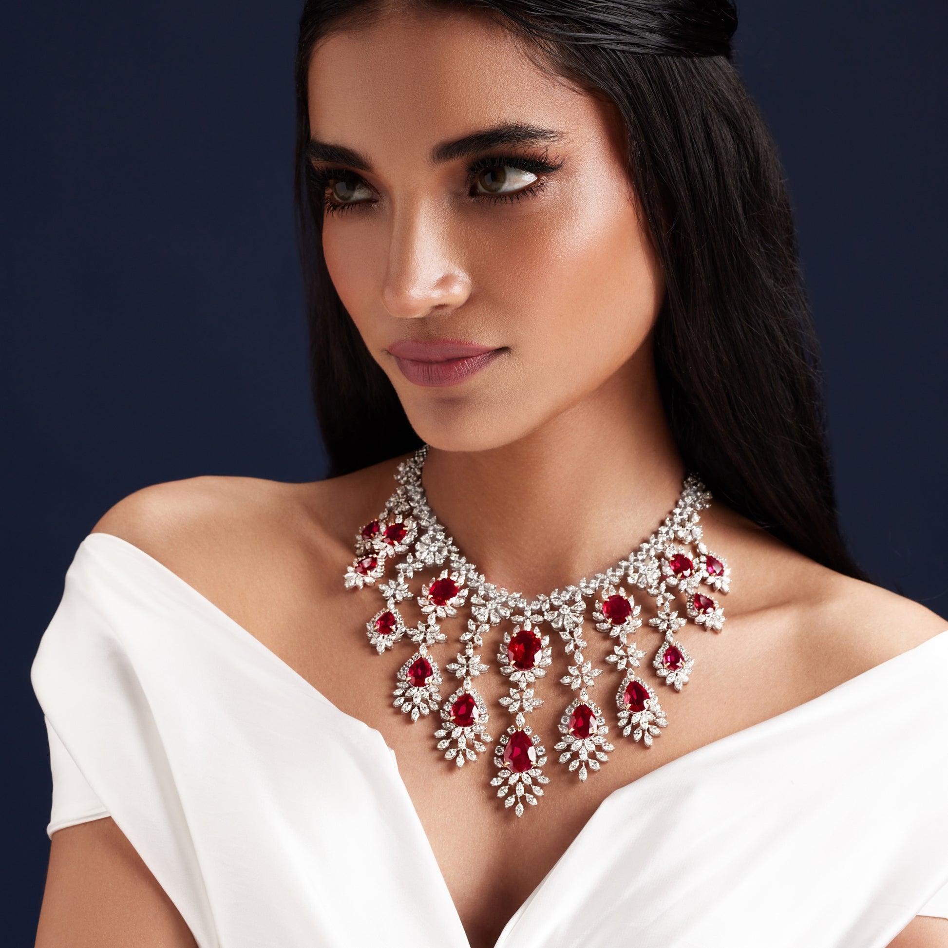Ruby Blossom Diamond Necklace