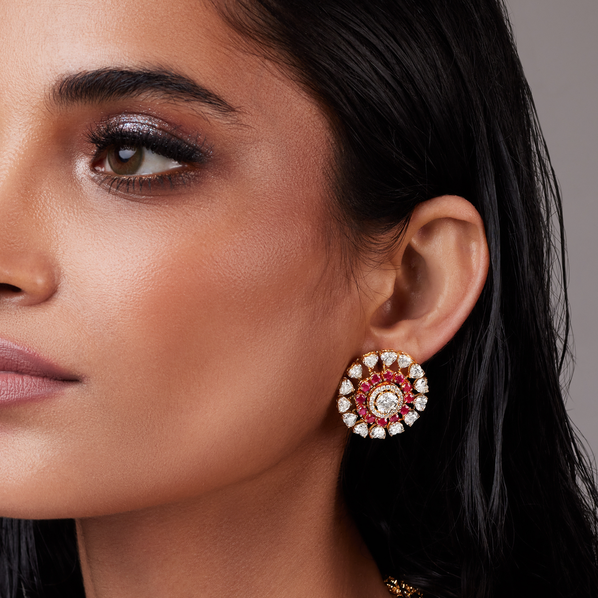 Heritage Ruby & Diamond Medallion Set – Necklace & Earrings