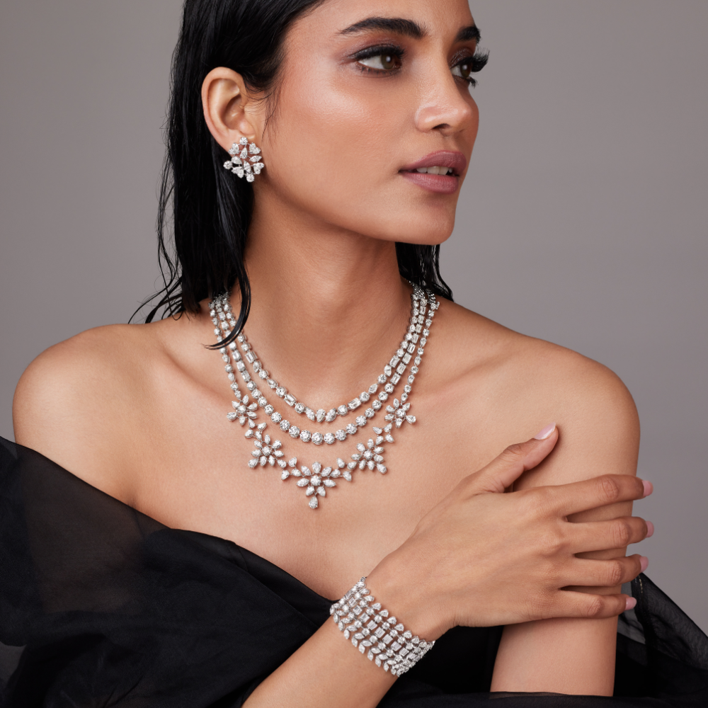 Floral Radiance Diamond Stud Earrings