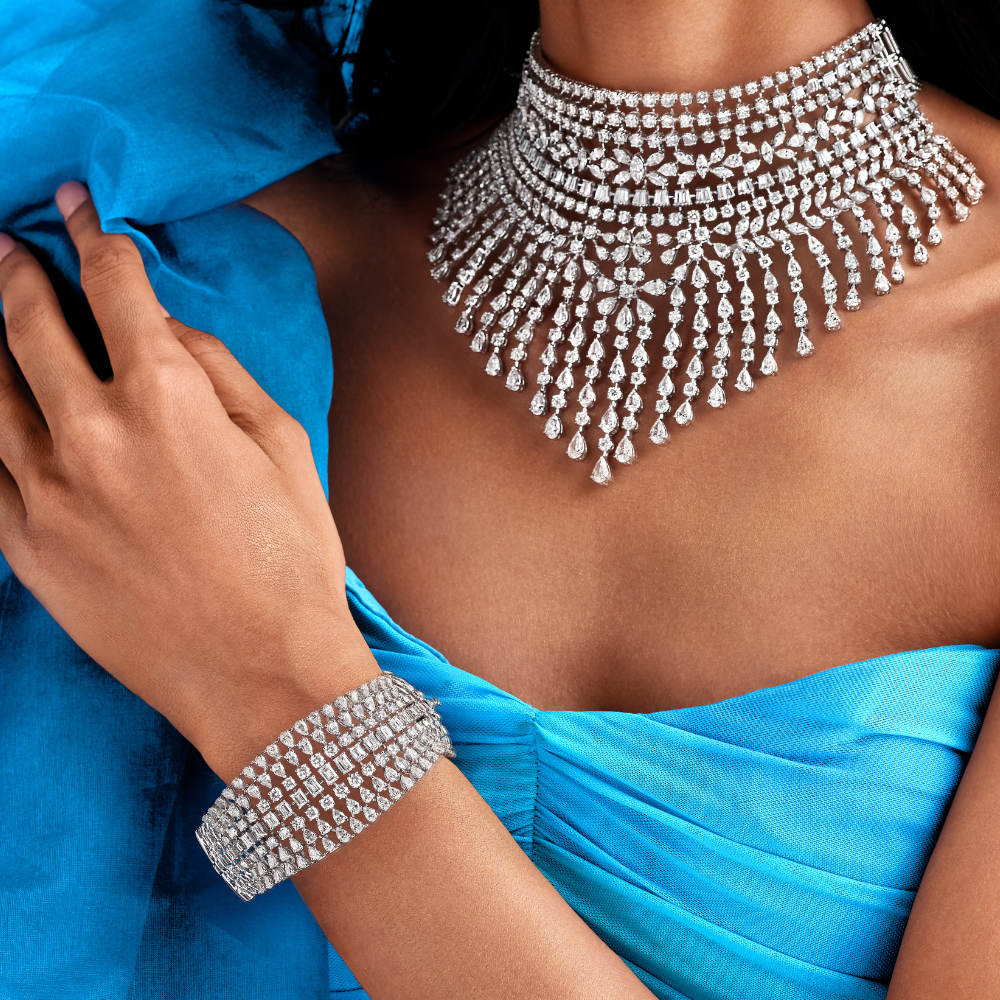 Diamond Fringe Choker Set