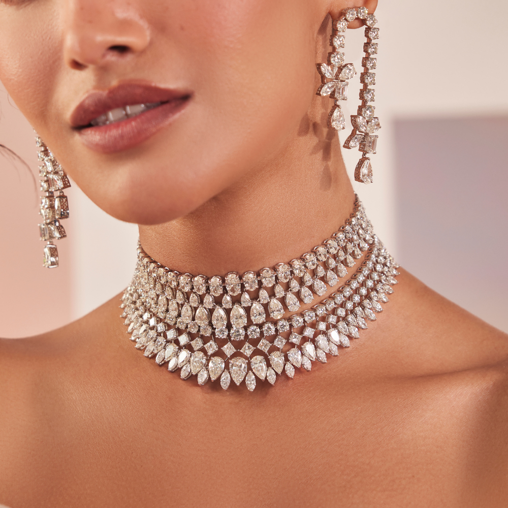 Diamond Empress Choker Set – Necklace & Earrings