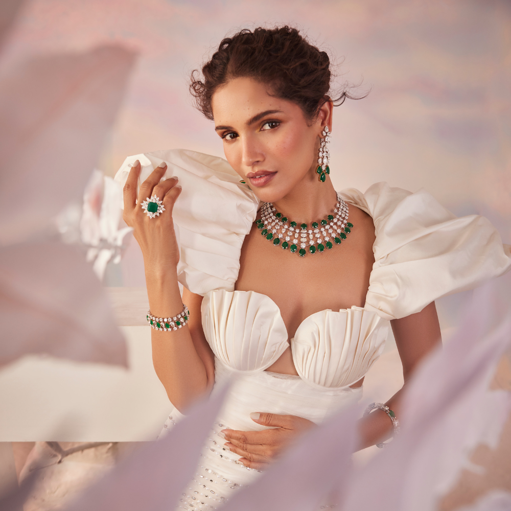 Emerald Luxe Regal Drop Diamond Earrings