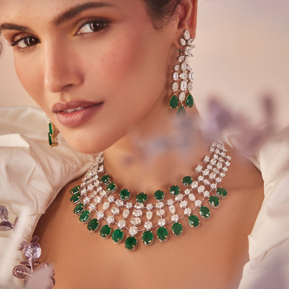 Emerald Luxe Regal Drop Diamond Earrings