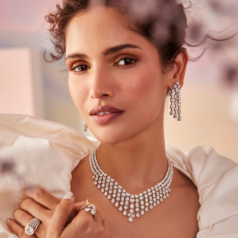 Dewdrop Radiance Diamond Set – Necklace, Earrings & Cocktail Ring
