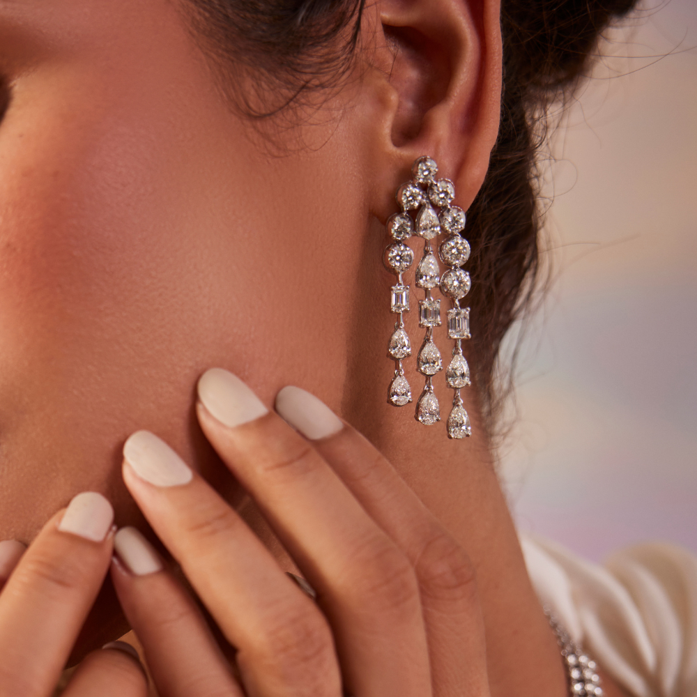 Celestial Cascade Diamond Drop Earrings