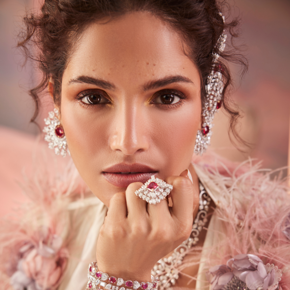 Royal Bloom Ruby & Diamond Set – Necklace, Earrings & Ring