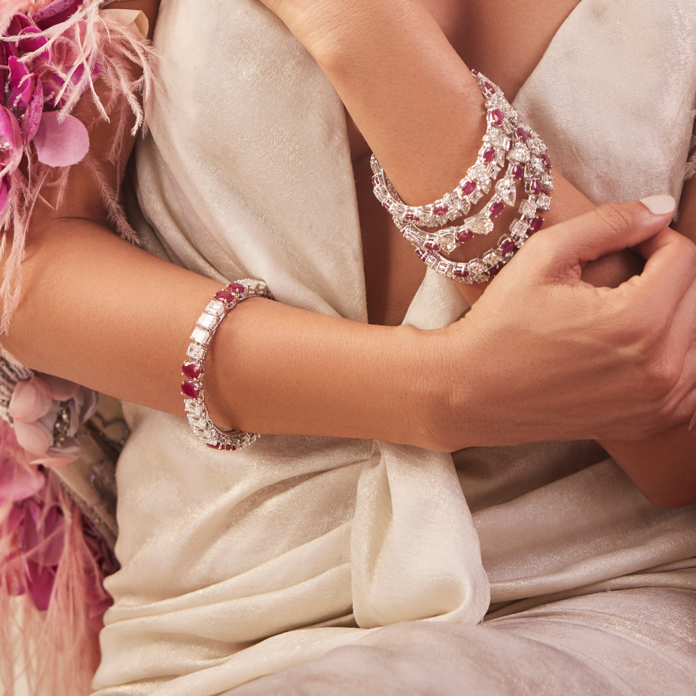 Royal Bloom Ruby & Diamond Set – Necklace, Earrings & Ring