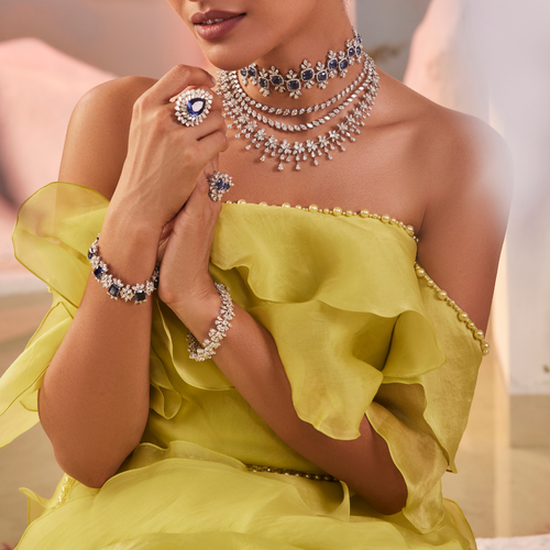 Blue Majesty Sapphire & Diamond Set – Necklace, Earrings, Bracelets & Rings