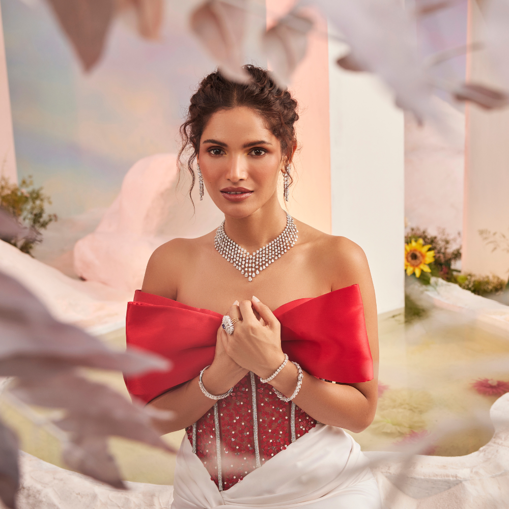 Crystal Cascade Diamond Set – Necklace, Earrings, Bracelet & Ring